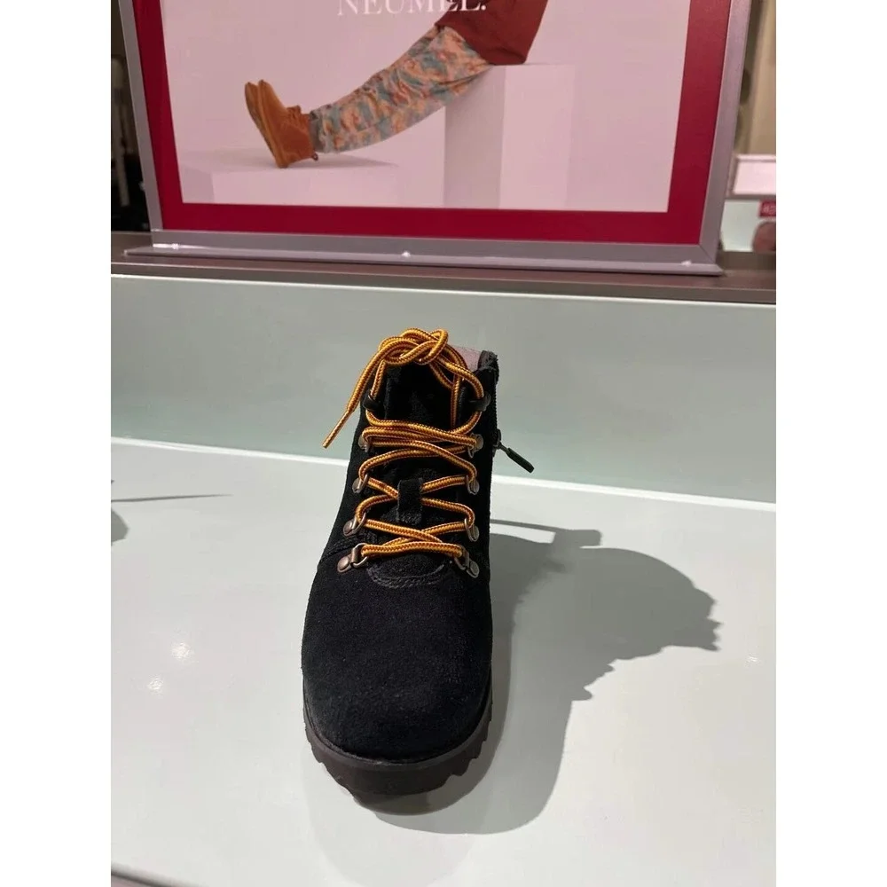 UGG Boots Kids Youth Black K Hilmar CWR Lace Up Ankle Suede Sheepskin